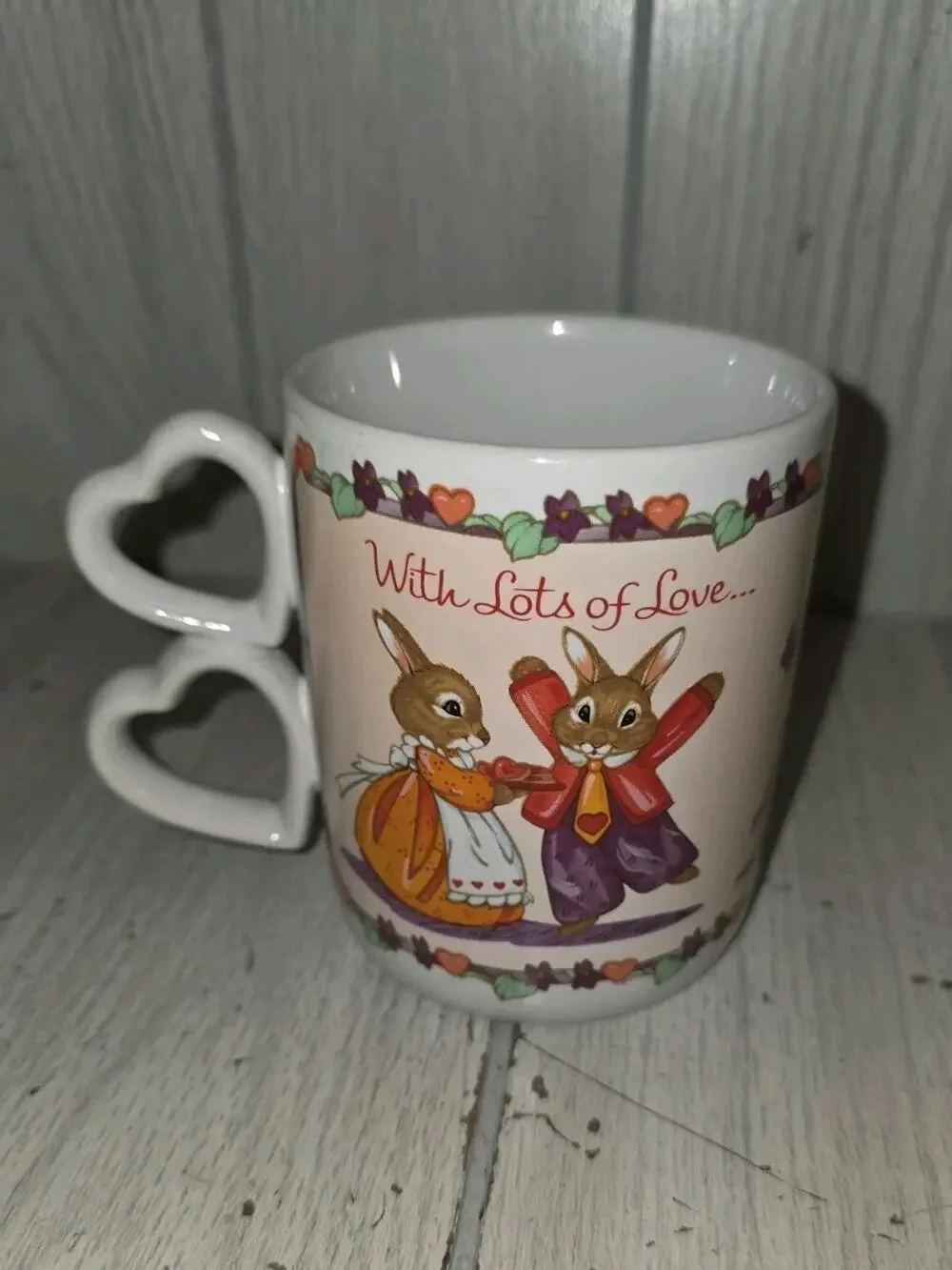 Vtg To Some Bunny Special Coffee Mug Tea Cup Hearts Handle With Lots of Love